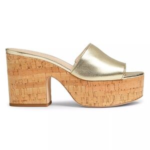 Kate Spade New York Slide Sandal Platform Ibiza Gold Cork Sole Women's Sz 6.5